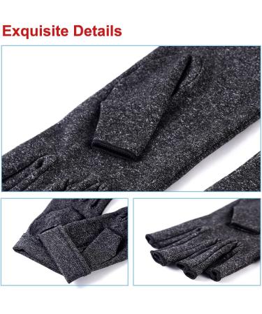 2 Pairs Arthritis Compression Gloves Fingerless for Women Men - Relieve Rheumatoid Osteoarthritis - Grey M - Buy Online on GoSupps.com