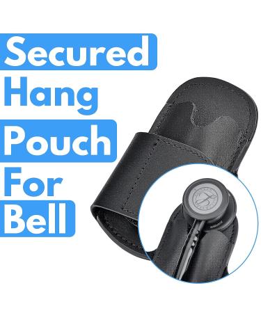 Stethoscope Holder Genuine Leather Hip Clip - Black | Fits Littmann, MDF, ADC, EKO | Stethoscope Accessories for Scrubs - Buy Online on GoSupps.com