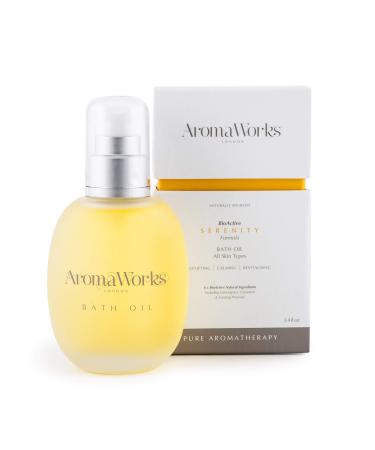 Aromaworks Serenity Bath Oil - 100% Pure Essential Oils - Soothes Away Stress - Uplifts And Energizes Mind - Leaves Skin Nourished - Naturally Scented - Vegan - Suitable For All Skin Types - 3.4 Oz