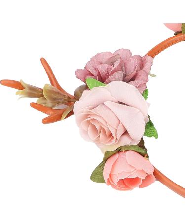 Delaman Fashionable Flower Reindeer Antlers Headband Floral Garland Crown for Party Cosplay Wedding Christmas (Dark Pink) - Buy Online on GoSupps.com
