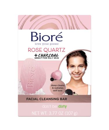 Bior  Rose Quartz + Charcoal Facial Cleansing Bar  Daily Face Wash  Oil Free  Dermatologist Tested  Non-Comedogenic  Cruelty Free  Vegan Friendly