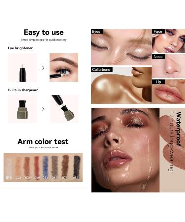 Highlighter Stick Eyeshadow - Multi-Color Waterproof Cream Eye Shadow for Brown Eyes - Makeup 07 Brown - Buy Online on GoSupps.com