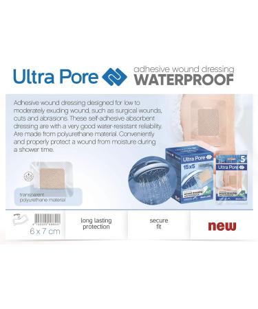 Medrull 100% Waterproof Wound Pavement - Sterile Transparent Strong Support for Cuts & Scratches - Perfect for Showering & Sports - 6x7 cm (5 Pieces) - Buy Online on GoSupps.com