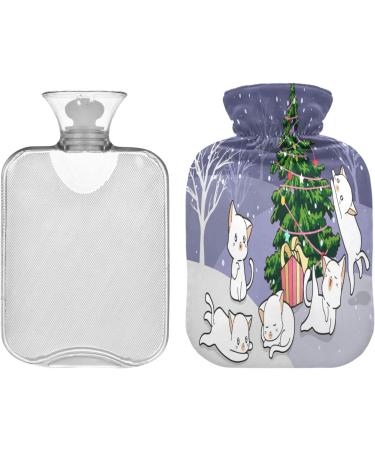 Christmas Cat Hot Water Bottle - 2L Fleece Cover for Hot & Cold Therapy | International Shipping - Buy Online on GoSupps.com