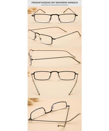 Lanomi Narrow Reading Glasses for Men & Women - Vintage Rectangle Metal Frame - 5-Piece Set - 2.5 Diopters - Lightweight Visual Aid - Buy Online on GoSupps.com