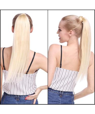 Silk-co Straight Pony Tail Hairpiece Clip in Hair Extensions - 23 Inch Wrap Around Ponytail for Women - Light Brown&Blond Highlights - Buy Online on GoSupps.com
