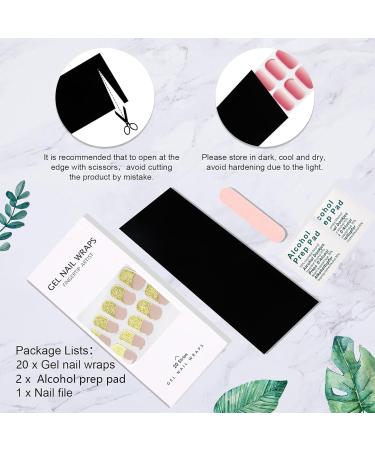 Semi Cured Gel Nails Strips - 20 Stickers Nail Wraps - Soft Self-Adhesive Gel Nail Stickers - Gold Glitter Gel Nail Strips for Nails Manicure Nail Wraps UV/LED Lamp Required Gold Edge - Buy Online on GoSupps.com