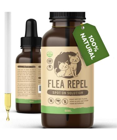 Flea Treatment for Cats | Works on Flea & Tick | All Natural Safe Formula & Easy To Apply | 50ml Spot On Application