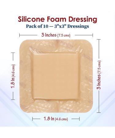 MEDca Silicone Foam Dressing w/ Adhesive Border - 3x3 Waterproof Bandages for Wounds (Pack of 10) - Highly Absorbent Bandage Care for Bed Sores Pressure Sores & Ulcers - Buy Online on GoSupps.com
