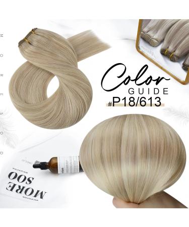 Moresoo Double Weft Human Hair Extensions Ash Blonde & Platinum Blonde - 14 Inch(Pack of 1) - Buy Online on GoSupps.com