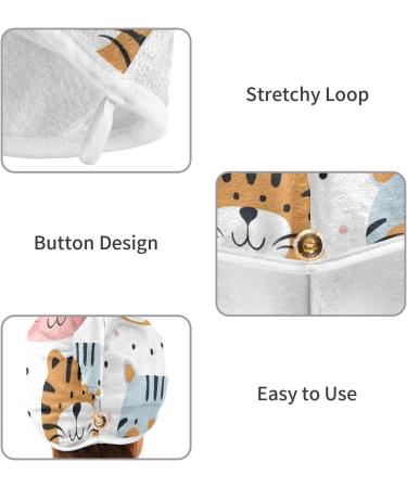 Lovely Tigers Hair Towel 2 Pack | Super Absorbent Quick Dry Hair Turbans for Women & Girls | Stylish & Functional Head Towels - Buy Online on GoSupps.com