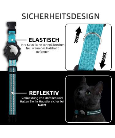 Reflective GPS Cat Neck Band with Apple AirTag | Airtag Cat Collar for Boys & Girls - Blue - Buy Online on GoSupps.com