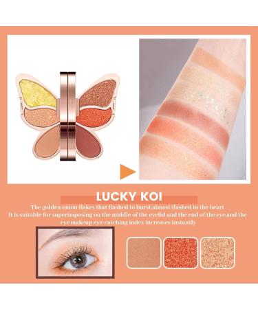 Butterfly Shape Eyeshadow Palette with 6 Shades | High Pigmented Matte Glitter Eye Makeup Long Lasting Waterproof - Waterproof Eye Makeup with Butterfly Shape Travel Size Lucky Koi Color - Buy Online on GoSupps.com