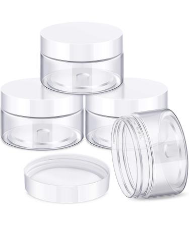 4 Pieces Round Clear Wide-mouth Leak Proof Plastic Container Jars with Lids for Travel Storage Makeup Beauty Products Face Creams Oils Salves Ointments DIY Slime Making or Others (1 oz, White) 1 Ounce (Pack of 4) White,Clear Plastic