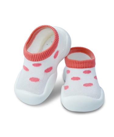 Dookeh Baby Shoes Boys Girls First Walking Shoes Soft Sole Sneakers Toddler Infant Babygirl Sock Shoes 6-9 Months A1 Pinkleopard