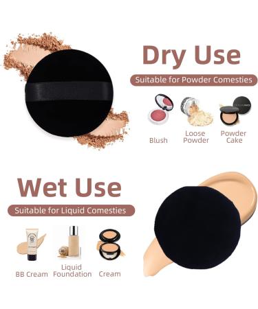 6 Pieces Soft Round Cotton Makeup Puffs for Face & Body - Black/Nude - Buy Online on GoSupps.com