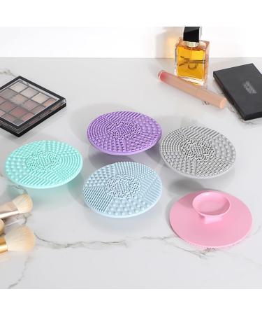 Set of 5 Silicone Makeup Brush Cleaner Pads - Colorful Scrubber Mats with Suction Cups for Effective Cleaning - Ideal for Makeup & Drawing Accessories - Buy Online on GoSupps.com