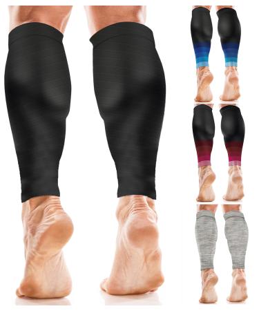 aZengear Calf Compression Sleeves for Men & Women - Shin Splint and Calf Support Brace - Compression Calf Guards - Leg Sleeves for Torn Muscle Cramps (XXL Black) XXL Black (No Logo)