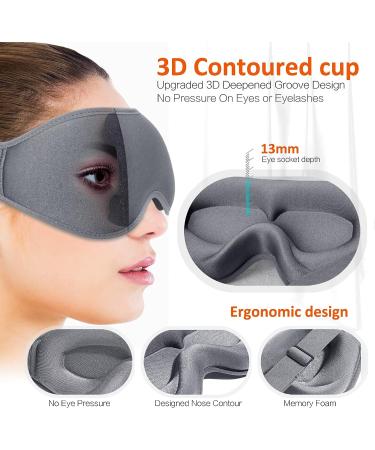 AUPHIL 3D Contoured Eye Mask for Sleeping - Blackout Blindfold for Men and Women - 100% Light Blocking - Soft Weighted Sleep Mask for Travel - Grey - Buy Online on GoSupps.com