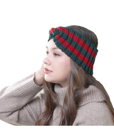 Chunky Knit Braided Winter Headband - Green | Elastic Hair Band for Women - Buy Online on GoSupps.com