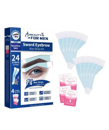 Beauty7 Beauty7 Pack of 24 cold wax strips for at-home hair removal for men for the receding hairline eyebrows sensitive skin