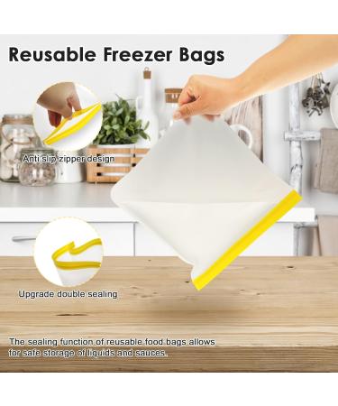 Hnvdkln 8 Pcs Reusable Freezer Bags Leakproof Food Storage Bags BPA Free Food Storage Freezer Bags Freezer Storage Bags for Marinate Meats Cereal Vegetables Sandwich Snack Travel Items - Buy Online on GoSupps.com