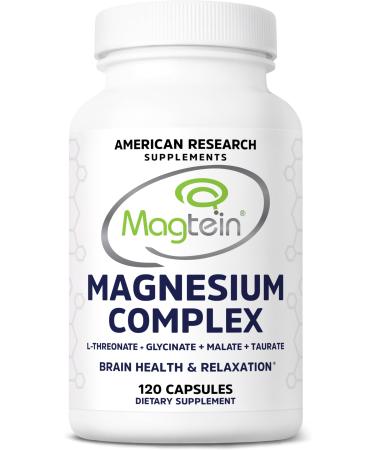 Magnesium L-Threonate Complex | 4 Highly Bioavailable Forms - (Patented Magtein ) Magnesium L-Threonate Glycinate Malate Taurate | No Oxide | Brain Health Sleep Support | 300mg Serving | 120 Caps