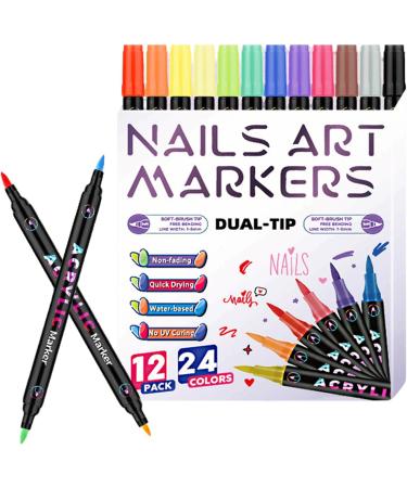 Stylos Vernis Ongles | 12 Pi ces avec des Doubles Extr mit s pour le Liner et le Doodle sur les Doigts Stylos Dessin Ongles - Femmes Filles D butants et Professionnels - Buy Online on GoSupps.com