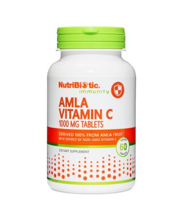 NutriBiotic - Amla Vitamin C 60 Tabs - Rich Source of Non-GMO Natural Vitamin C for Antioxidant & Collagen Support - 100% from Indian Gooseberry - Vegan & Gluten Free