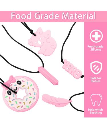 5-Pack Baby Bite Rings - Sensory Chewing Necklace Food-Grade Silicone Teething Toys for Babies (Pink) - Effective Relief for Teething Discomfort - Buy Online on GoSupps.com