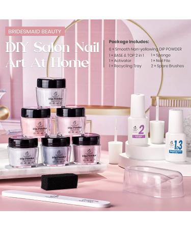 Bridesmaid Beauty Nude Gray Pink Dip Powder Nail Kit - 6 Colors French Manicure Set | No LED Lamp Needed | DIY Home Gifts for Women - Buy Online on GoSupps.com