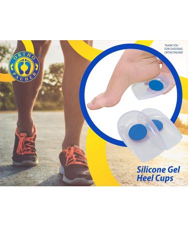 Ortho Pauher Silicone Gel Heel Cups for Plantar Fasciitis - 1 Pair, Small/Medium (4.5-7.5 M) - Pain Relief and Posture Corrective Inserts - Buy Online on GoSupps.com