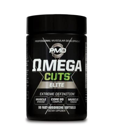 PMD Sports Omega Cuts Elite Fat Loss-Muscle Defining Formula - Omega Fatty Acids MCT's and CLA for Muscle Definition and Maintenance - Keto Friendly for Women and Men - Stimulant Free (90 Softgels) 90 Count (Pack of 1)