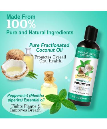 Coconut Mint Oil Pulling - 100% Natural Oral Care for Gum Health | Brightening Mouthwash with Tongue Scraper & Measuring Cups (8 FL OZ) - Buy Online on GoSupps.com