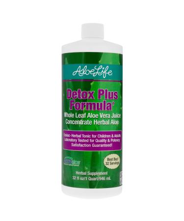 Aloe Life Detox Plus Formula Aloe-Based Detox Supplement Aloe Vera Cleanse Promotes Healthier Digestion Concentrated Aloe & Herbal Tonic Gut Health Detox for Wellness (32 oz.)