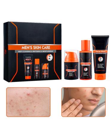 Men's Skin Care Kit,Men's Facial Kit - Gentle Moisturizing Facial Cleanser, Facial Toner, Moisturizing Lotion, Tongfeng Men's Skin Care Set