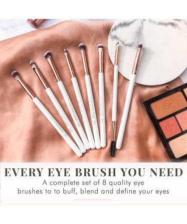 Rose Gold Eye Makeup Brush Set by Lily England - 8 Professional Brushes for Blending Eyeshadow, Concealer, Brows, and Eyeliner - Buy Online on GoSupps.com