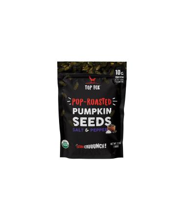 Top Fox Snacks - Organic Pop-Roasted Pumpkin Seeds | Healthy Protein Snacks - Gluten Free - Keto and Vegan Friendly (Salt & Pepper, 3.5 oz - 6 Pack) Salt + Pepper 3.5 Ounce (Pack of 6)