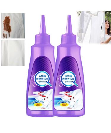 Active Enzyme Laundry Stain Remover Garment Stubborn Stain Cleaner Oil Remover Emergency Stain Rescue Stain Remover for White Clothes Active Enzyme Laundry Detergent for Clothing Cleaning (2PCS)