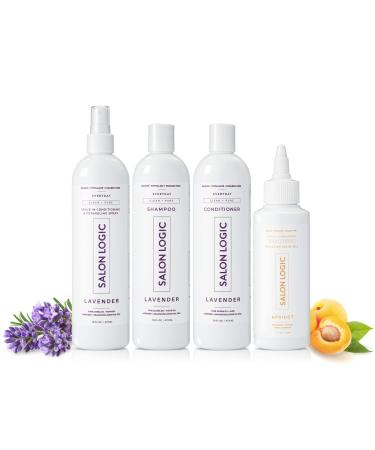 Shampoo Conditioner Spray & Oil Set - Salon Quality Keratin treatment Naturally Scented Hydrating Moisturizing Cleansing Treatment Sulfate Free Safe for Color Treated Hair