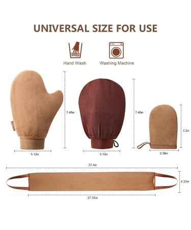 CeleCily 4-in-1 Self Tanning Mitt Applicator Set - Includes Self Tanner Glove, Mini Mitt, Back Applicator, and Exfoliate Glove - Buy Online on GoSupps.com