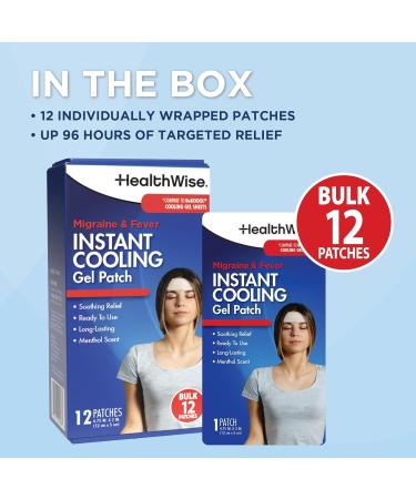 HealthWise Instant Cool Gel Patches | Migraine & Fever Relief | 12-Count | 4.75 x 2 | Soothing Menthol Vapors | Non-Medicated Formula - Buy Online on GoSupps.com