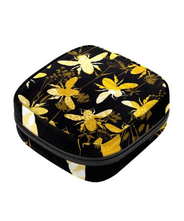 Sanitary Napkin Storage Bag Bee Flower Pattern Menstrual Cup Pouch Nursing Pad Holder Tampon Bags Feminine Product Pouches Portable Period Kit Bag Color 4