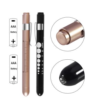 Shop Almocn 2-Piece LED Pen Lamp Set for Nurses - Reusable Medical Light with Pupil Teaching Ruler | Black & Gold - Buy Online on GoSupps.com