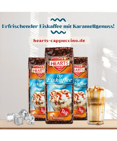 HEARTS Iced Coffee Powder Caramel 20 x 1 kg Value Pack Perfect for Gas Stations Bakery Hotels Businesses etc. - Instant Coffee Powder for Summer Cheesecake  - Buy Online on GoSupps.com