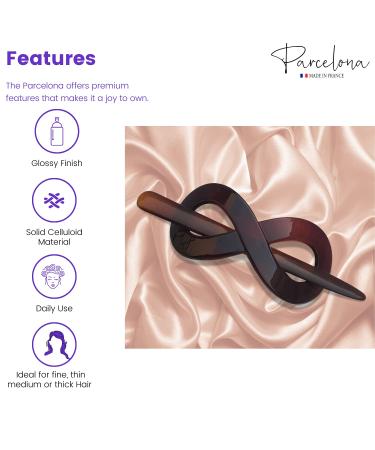 Parcelona French Infinity Brown Tortoise Shell Hair Slider Barrette Clip with Stick for Fine Hair Women & Girls - Buy Online on GoSupps.com