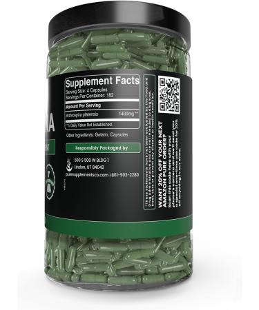 PURE ORIGINAL INGREDIENTS Spirulina (730 Capsules) No Magnesium Or Rice Fillers Always Pure Lab Verified - Buy Online on GoSupps.com
