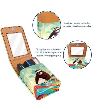 Travel Lipstick Organizer Case - Portable Makeup Bag with Mirror | Abstract Wave Sloth Surfing Design - International Shipping Available - Buy Online on GoSupps.com