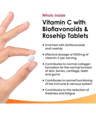 Premium 1000mg Vitamin C Tablets with Bioflavonoids & Rosehip - Vegan & Vegetarian - High Strength Ascorbic Acid for Immune Support - 360 Count - Buy Online on GoSupps.com