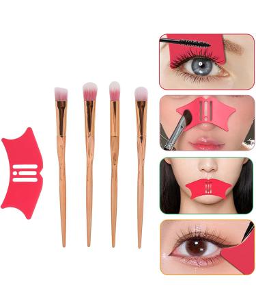 Silicone Stencils 4 in 1 Multifunctional Eye Makeup Aids Tool with Makeup Brush for Nose Shadow Highlighter Winged Lip Line Eyelash Eyeshadow Aid Tool - Buy Online on GoSupps.com